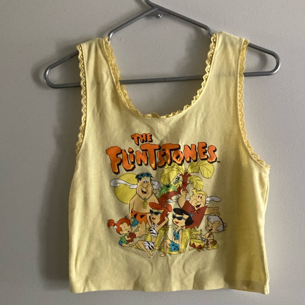 Flintstones Yellow Crop Top, Sz S